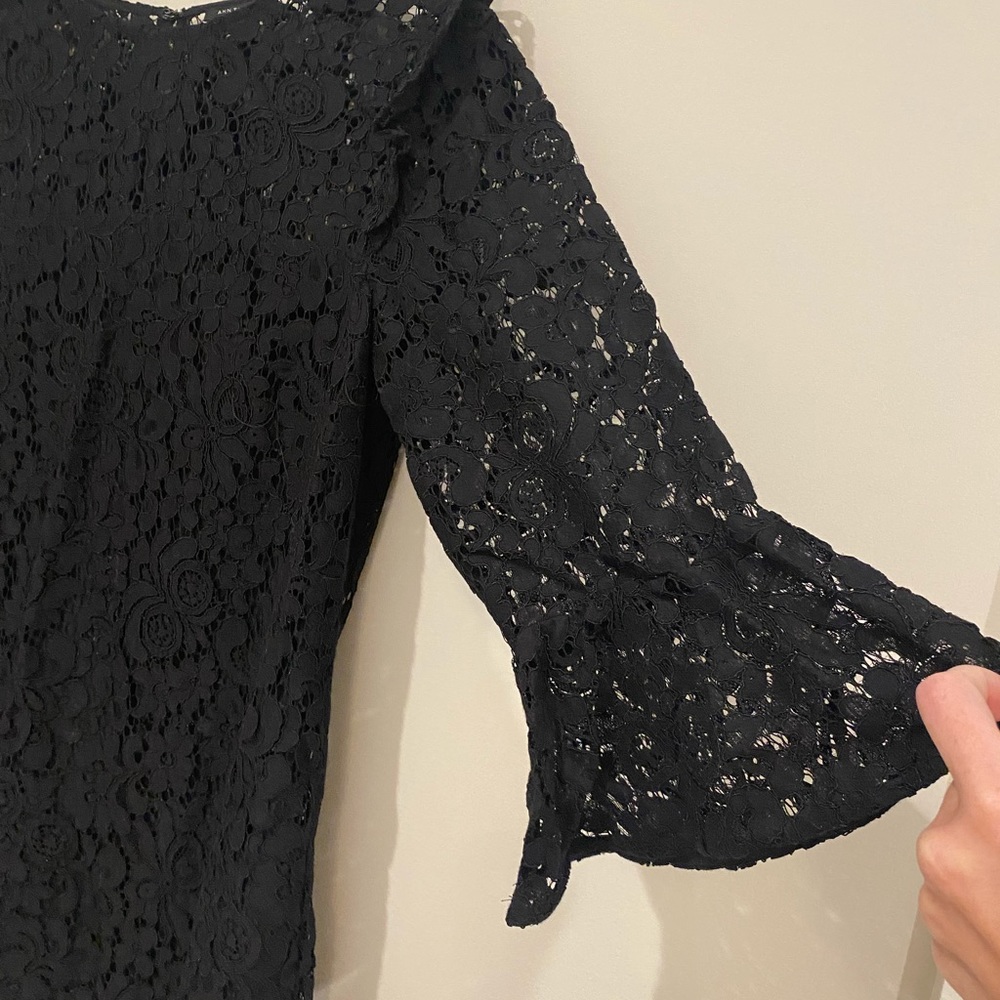 Ann Taylor Black Lace 3/4 sleeve Dress like new - Picture 4 of 4